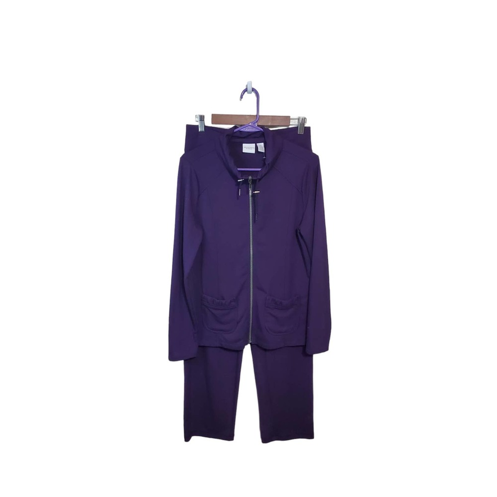 Chico's 0(4) Zenergy Purple Two Pieces Tracksuit Jumpsuit Jogger Set
